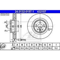 2 brake discs ATE for MERCEDES M-CLASS (W164)