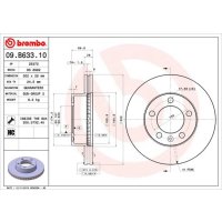 Front brake disc 302mm BREMBO for NISSAN INTERSTAR box