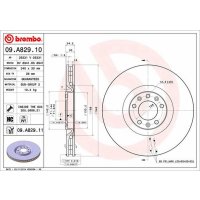 Front brake disc 340mm BREMBO for PEUGEOT RCZ