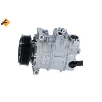 Compressor air conditioning with V-ribbed belt pulley...