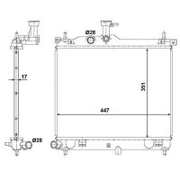 Radiator engine cooling cooling fins brazed 447 - 351 mm alu NRF for HYUNDAI i10