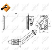 Heat exchanger for interior heating 260 mm - 150 mm NRF for e.g. RENAULT LAGUNA