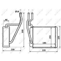 Heat exchanger for interior heating 190 mm - 152 mm NRF for e.g. FORD FIESTA