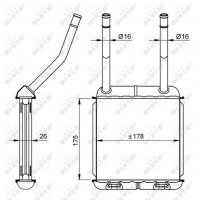 Heat exchanger for interior heating 175 mm - 178 mm NRF for e.g. OPEL ASTRA