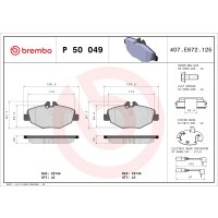 Brake pad set disc brake 21 mm BREMBO for MERCEDES-BENZ...