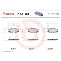Bremsbelagsatz Scheibenbremse 17 mm BREMBO für u.a....