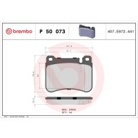 Brake pad set disc brake 17 mm BREMBO for MERCEDES-BENZ...