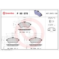 Brake pad set disc brake 21 mm BREMBO for MERCEDES-BENZ...