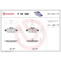 Brake pad set disc brake 21 mm BREMBO for MERCEDES-BENZ...