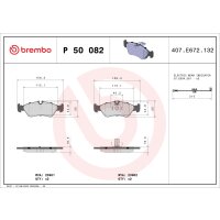 Brake pad set disc brake 19 mm BREMBO for MERCEDES-BENZ...