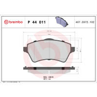 Brake pad set disc brake 18 mm BREMBO for e.g. LAND ROVER...