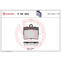 Brake pad set disc brake 16 mm BREMBO for MERCEDES-BENZ...