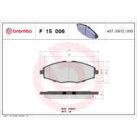 Brake pad set disc brake 17 mm BREMBO for CHEVROLET MATIZ...