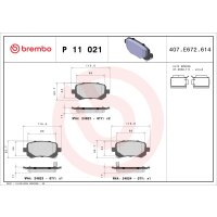 Brake pad set disc brake 17 mm BREMBO for DODGE JOURNEY...