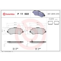 Brake pad set disc brake 18 mm BREMBO for DODGE JOURNEY...
