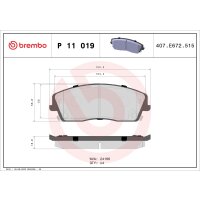 Brake pad set disc brake 19 mm BREMBO for e.g. DODGE...