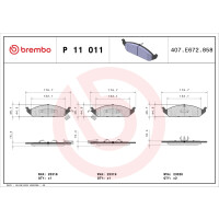 Brake pad set disc brake 16 mm BREMBO for CHRYSLER...