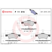 Brake pad set disc brake 18 mm BREMBO for CHRYSLER...