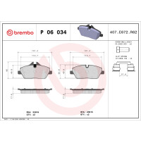 Bremsbelagsatz Scheibenbremse 18 mm BREMBO für u.a....