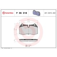 Brake pad set disc brake 18 mm BREMBO suitable for e.g....