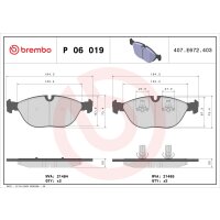 Brake pad set disc brake 21 mm BREMBO for MERCEDES-BENZ...