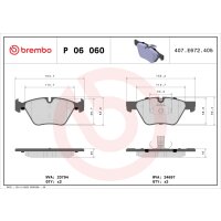 Brake pad set disc brake BREMBO suitable for e.g. BMW 5...