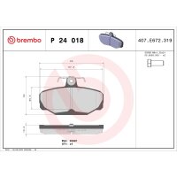 Brake pad set disc brake 14 mm BREMBO for FORD SIERRA and...