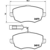 Bremsbelagsatz Scheibenbremse 16 mm BREMBO für...