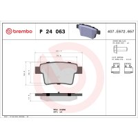 Brake pad set disc brake 16 mm BREMBO for FORD MONDEO and...