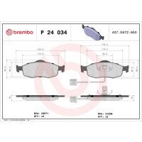 Bremsbelagsatz Scheibenbremse 19 mm BREMBO für u.a....