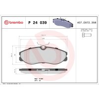 Brake pad set disc brake 16 mm BREMBO for e.g. NISSAN...