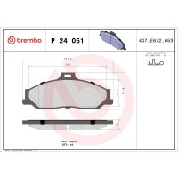 Brake pad set disc brake 17 mm BREMBO for FORD RANGER and...