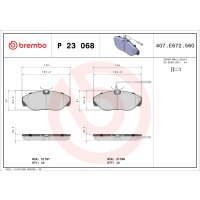 Brake pad set disc brake 20 mm BREMBO for FIAT DUCATO and...