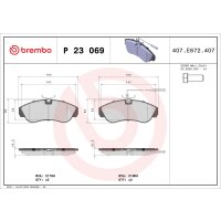 Brake pad set disc brake 20 mm BREMBO for FIAT DUCATO and...