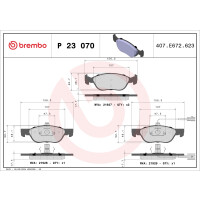 Brake pad set disc brake 18 mm BREMBO for FIAT MAREA and...