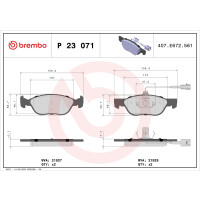 Brake pad set disc brake 18 mm BREMBO for e.g. ALFA ROMEO...