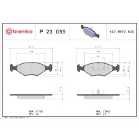 Brake pad set disc brake 18 mm BREMBO for FIAT FIORINO...