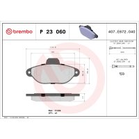 Brake pad set disc brake 17 mm BREMBO for FIAT PUNTO and...