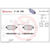 Brake pad set disc brake 18 mm BREMBO for FIAT GRANDE and...