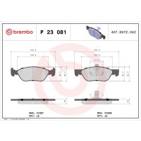 Brake pad set disc brake 18 mm BREMBO for FIAT PUNTO and...