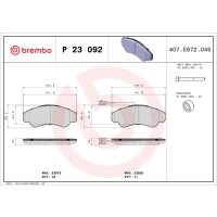 Brake pad set disc brake 19 mm BREMBO for FIAT DUCATO and...