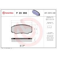 Brake pad set disc brake 20 mm BREMBO for FIAT DUCATO and...