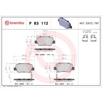 Brake pad set disc brake 17 mm BREMBO for TOYOTA AVENSIS...