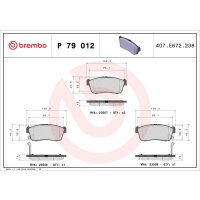 Brake pad set disc brake 15 mm BREMBO for e.g. DAIHATSU...