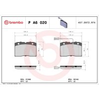 Brake pad set disc brake 18 mm BREMBO for IVECO DAILY and...