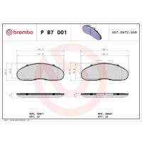 Brake pad set disc brake 17 mm BREMBO for e.g. RENAULT...