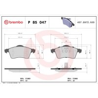 Brake pad set disc brake 20 mm BREMBO for e.g. VW...