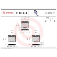 Brake pad set disc brake 18 mm BREMBO for e.g. VW...