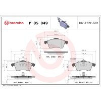 Brake pad set disc brake 21 mm BREMBO for e.g. VW...