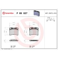 Brake pad set disc brake 18 mm BREMBO for e.g. VW...